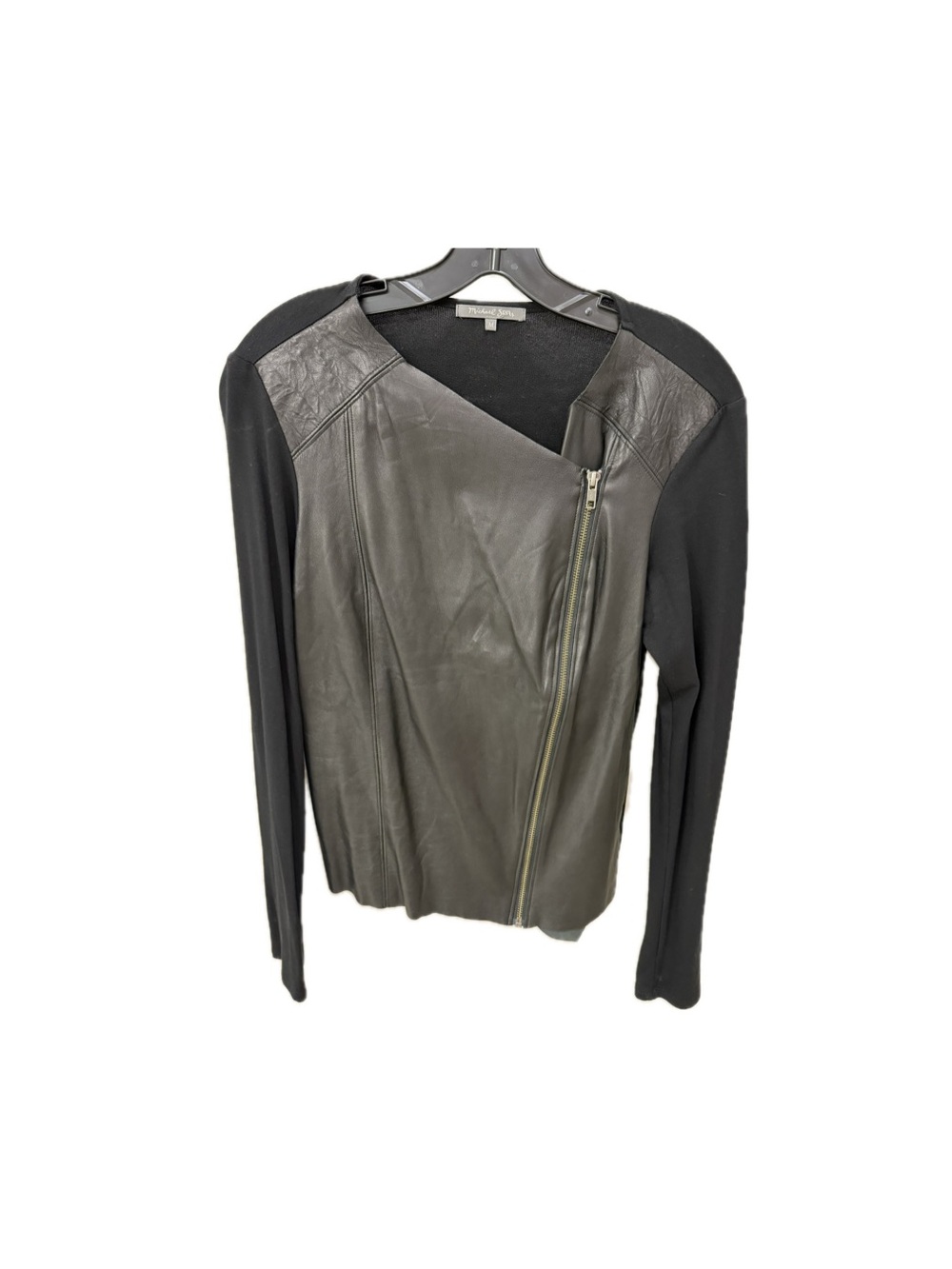 Michael Stars Black Leather-Front Zip Jacket /Shirt